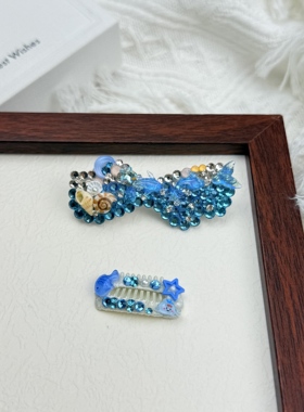 马尔济斯头饰海洋系列满钻约克夏专用头饰西高地发夹泰迪比熊bb夹