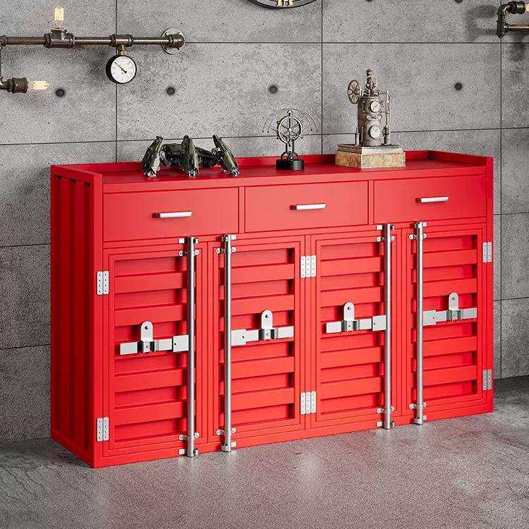 复古工业风创意餐边柜集装箱展示台铁艺茶水柜酒吧商用餐厅备餐柜