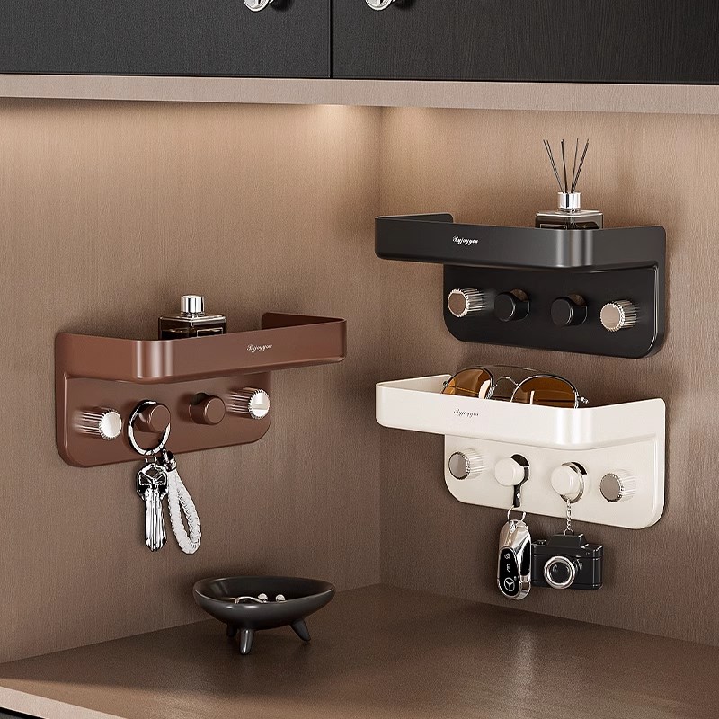 浴室玄关收纳盒j壁挂置物架门后吸盘挂钩免打孔挂衣钩挂钥匙置物