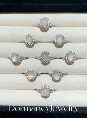 温柔月光新中式气质仿水沫玉人造宝石N玛瑙锆石戒指少女指环