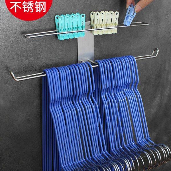 衣架收纳神器壁挂夹子阳台整理架免打孔挂钩不锈钢晾放衣架收纳架,收纳整理,金属衣架,淘宝优惠券,粉丝福利购,淘宝优惠卷
