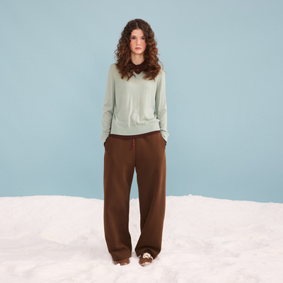 SUUYUUWANG25冬新品原创设计假两件撞色翻领套头衫羊毛针织衫