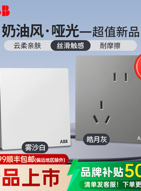 ABB德典10只装插座面板墙插固定正斜五孔家用无框86型官方旗舰店