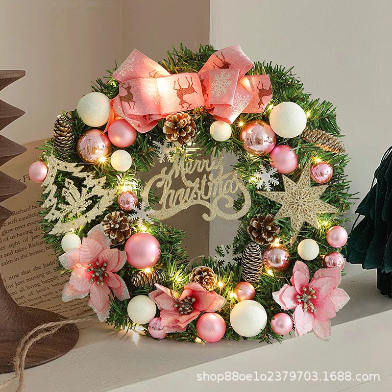 圣诞节装饰品花环门挂花圈场景布置藤条圣诞树圈挂饰挂件门饰吊饰