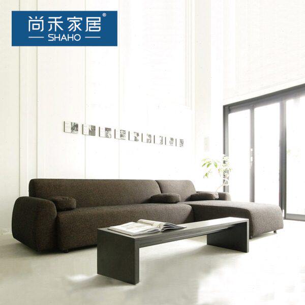 北欧布艺沙发小户型组合转角日式简约棉麻沙发L型贵妃组合可拆洗