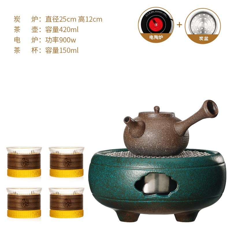 A5L围炉煮茶家用室内电碳两用煮茶炉炭炉烤茶罐罐茶煮茶器插电陶