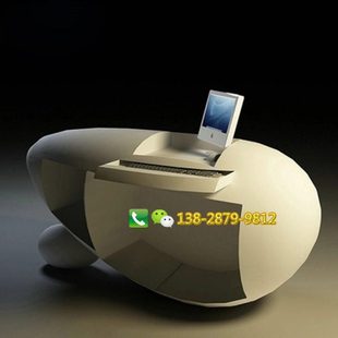 室内商场公司玻璃钢时尚创意蛋形服务台前台雕塑接待台咨询台摆件