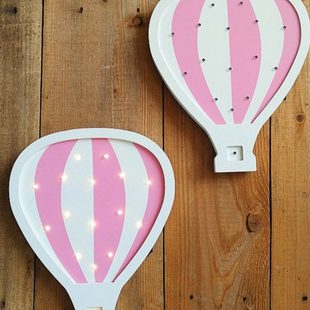 粉色热气球灯欧式少女卧室客厅台夜灯创意家居装饰摆件挂墙灯饰壁