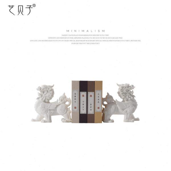 新中式白色貔貅对狮摆件售楼处展台软装饰品茶几茶室书房酒柜摆设,家居饰品,装饰摆件,淘宝优惠券,粉丝福利购,淘宝优惠卷