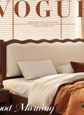 欧北全实木复古风双室人床1.8波浪床中床1.5简约包UTK软婚床卧北