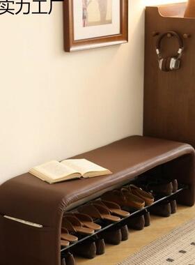 条家用入户高级进门奢卧室OUS一体穿鞋门轻口玄关鞋柜床换尾凳长