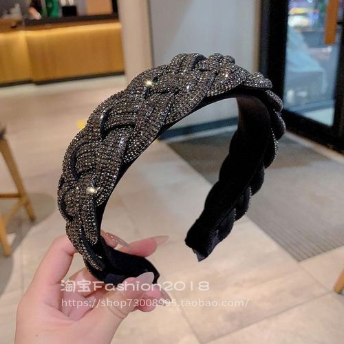 复古轻奢水钻麻花辫子发箍女高级感压发头箍防滑卡子不Z易掉发捆