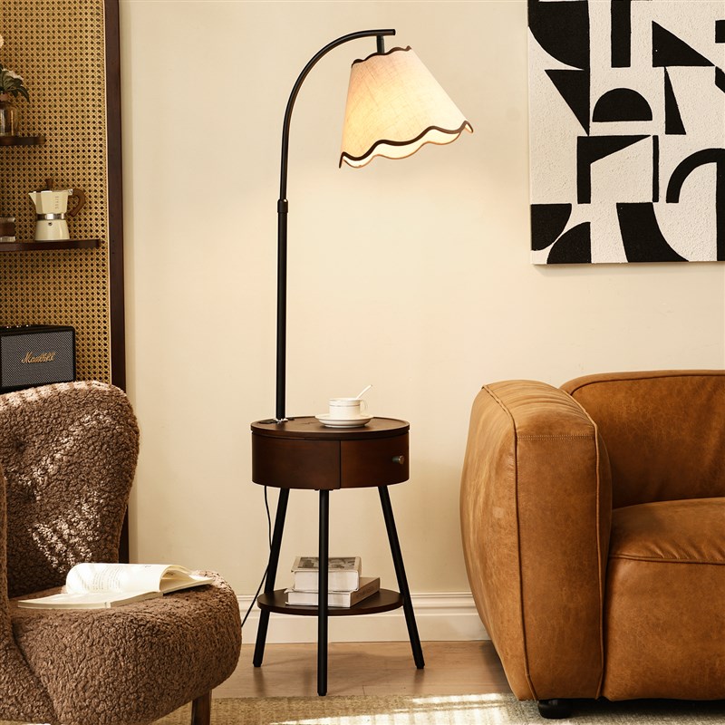 落地灯卧室中古沙发边几茶几氛围灯G置物床头柜法式客厅落地台灯