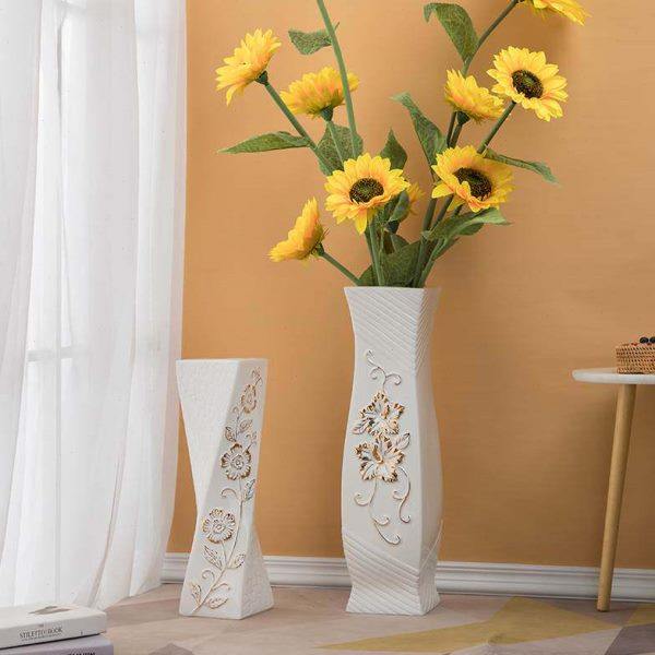 46cm 描金陶瓷花瓶 手工精美工艺 家居装饰品白色落地 可装水花器,家居饰品,花瓶,淘宝优惠券,粉丝福利购,淘宝优惠卷