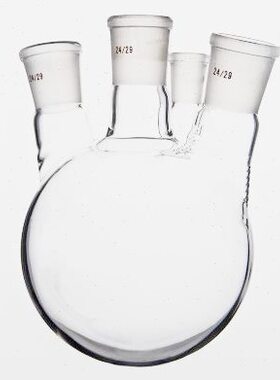 四口烧瓶250/500/1000/2000/5000ml直口 斜口 反应瓶蒸馏圆底烧瓶