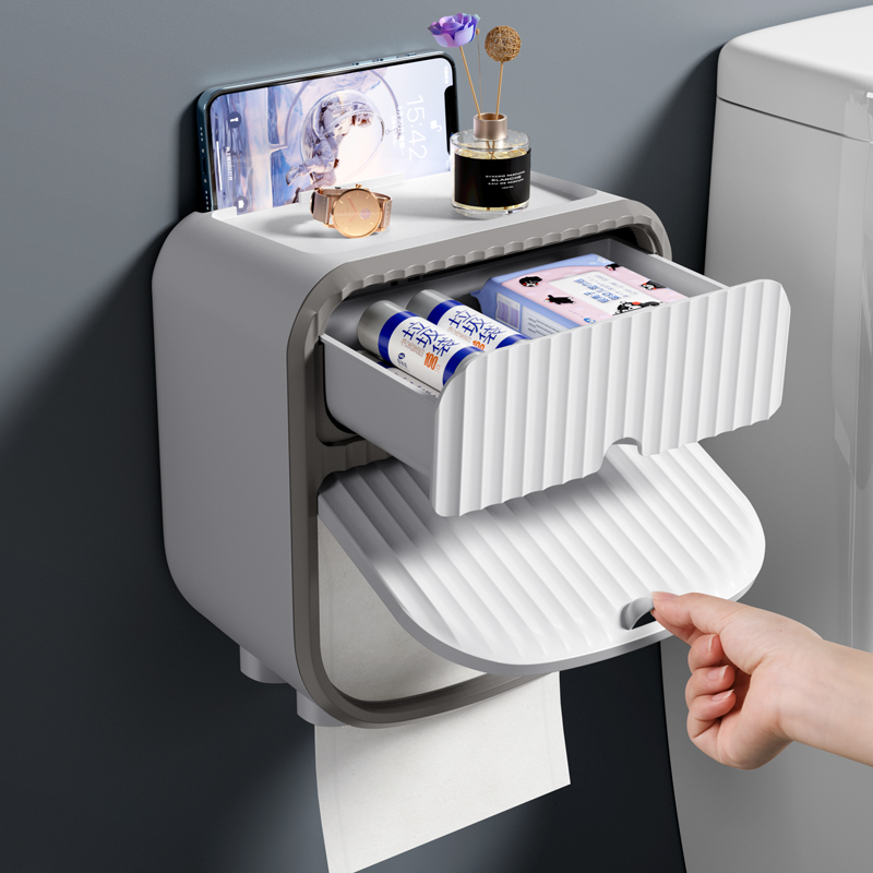 卫生间纸巾盒壁挂式防水厕纸盒免打孔抽纸盒厕P所卫生纸卷纸置物