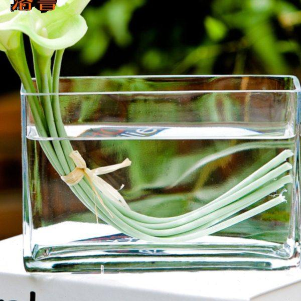 透明玻璃花瓶方口简约创意大号富贵竹水培花瓶花器客厅欧式摆件