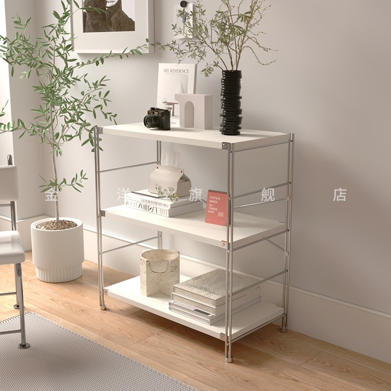 白色置物架落地组合架简约收纳架书房H多层架子阳台客厅卧室层架