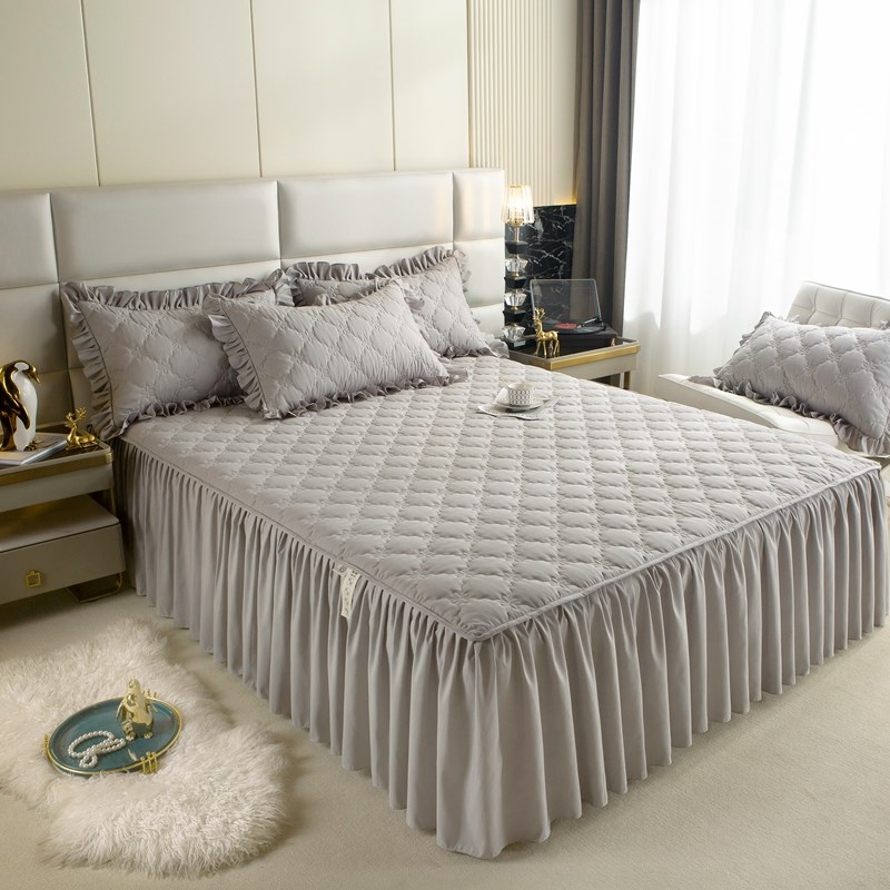 加高 水洗棉床裙式m床罩单件纯色夹棉防尘保护套1.8床单床笠垫公