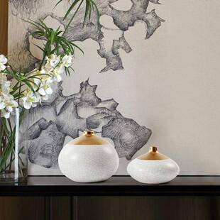 新FBG罐中现代意裂纹白色装饰摆式件创家居客厅玄关台电视柜软装