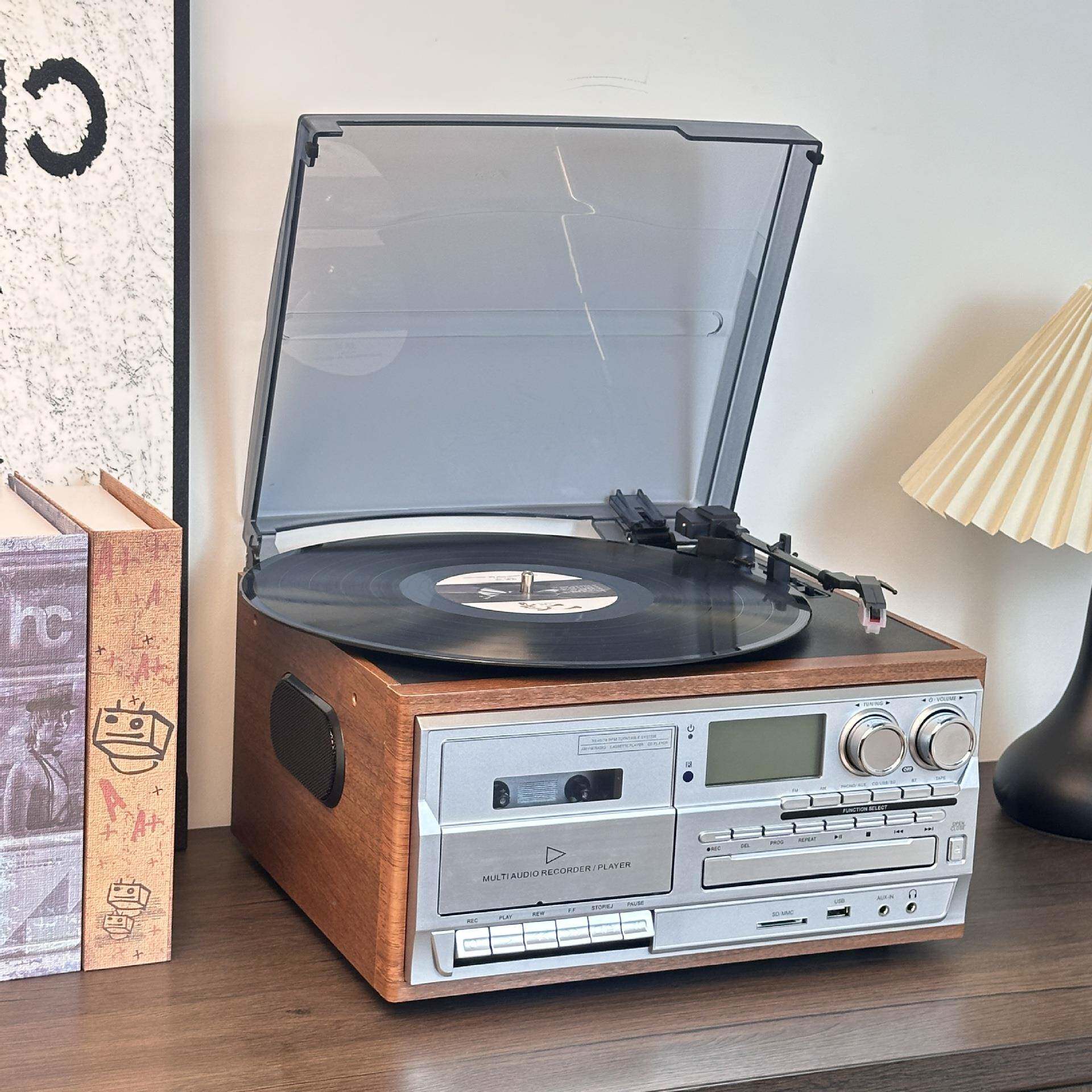 怀复478古多机功能1合1黑胶唱片留声机0CD机旧磁带机FM收音客厅摆