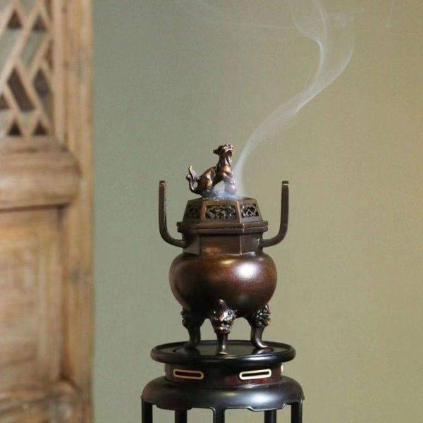 见素香坊 陈巧生制朝冠耳六棱熏炉 古典香薰炉居室仿古铜器C182-7