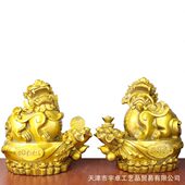 宇卓铜器纯铜貔貅黄铜貔貅咬如意咬铜钱貔貅家居装 饰工艺品摆件