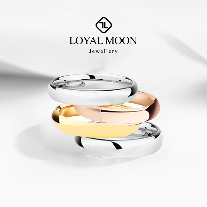 玫瑰金戒指情侣一对简约钨金单身食指尾戒个N性男士反光K金素圈女