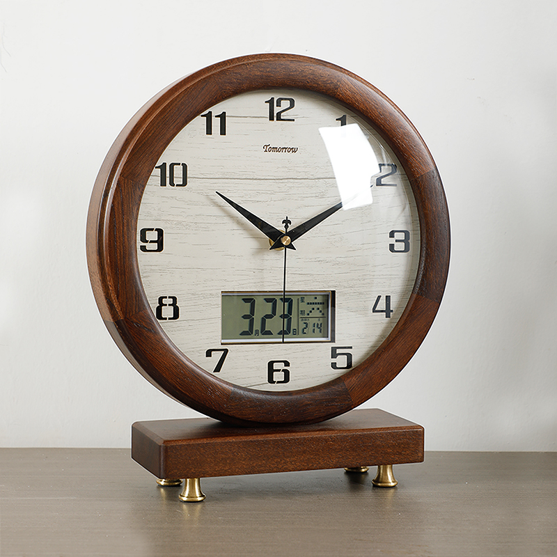 台钟客厅桌台面时钟装饰钟表电视柜台木质坐钟复古静音座Y钟HD394