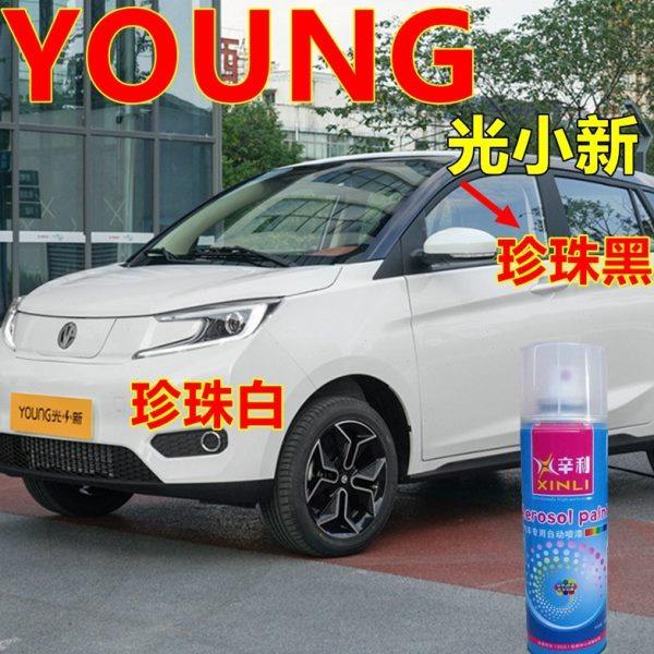 YOUNG光小新电轿亮光漆珍珠黑自喷漆白色补漆笔划痕修复车身油漆