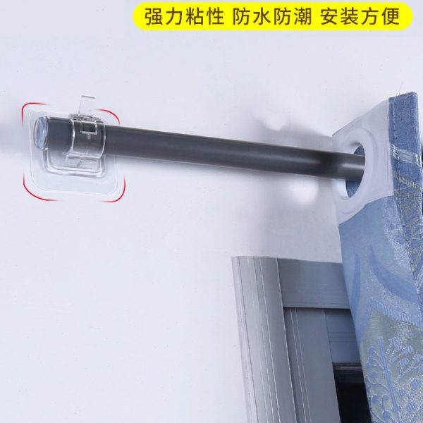 免打孔窗帘杆罗马杆固定夹扣门帘单杆配件塑料夹环扣无痕粘胶夹子图片