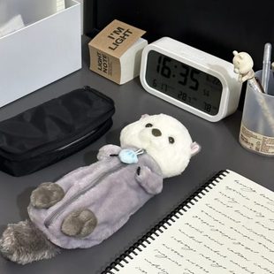 Best海獭笔袋大容量毛绒玩偶文具收纳袋软萌治愈系公仔学生杂物袋