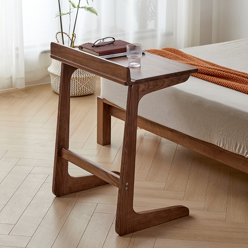北欧实木书桌黑胡桃木沙发边几白橡角几床边桌P茶台可移动小办公