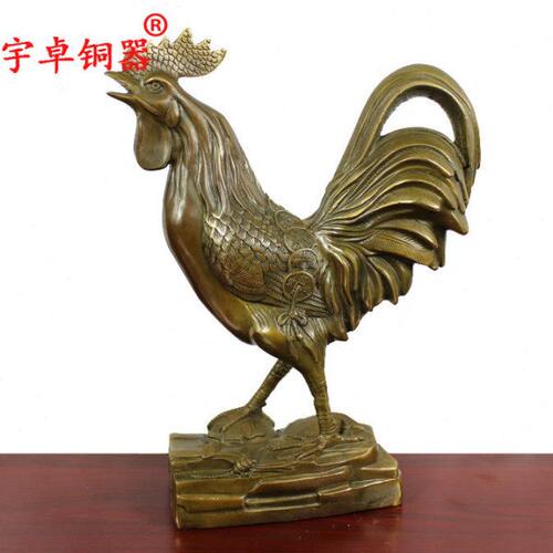 宇卓铜器 纯铜鸡铜公鸡铜工艺品黄铜鸡家居装饰摆件