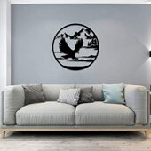 铁制工艺金属秃鹰在山墙上悬挂当金属雕塑墙艺术装 饰激光挂画