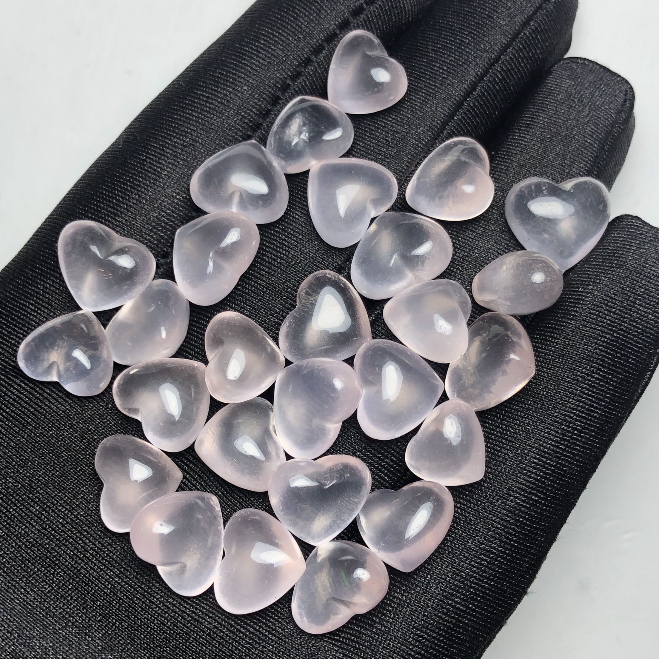 天然星光粉水晶爱心裸石吊坠DIY手链项链耳坠芙蓉石打孔可镶嵌