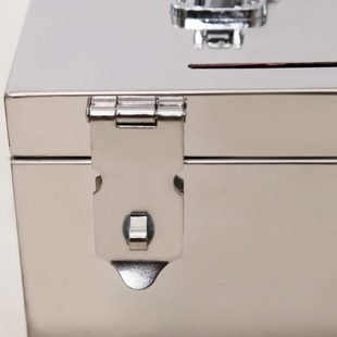 不锈钢加厚储钱箱收纳盒装钱箱带锁超大容量不锈钢密码箱存钱箱