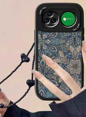 适用蓝色图腾华为nova15pro手机壳新款小羊皮nove15ultra全包复古nowa新品n0va防摔国风p0r男女硅胶保护套