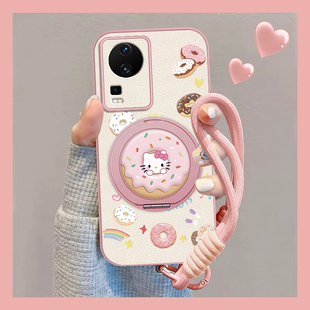 适用vivoiqooneo7手机壳女凯蒂猫可爱iqooneo7se新款卡通小众竞速版磁吸小羊皮保护套爱酷全包防摔挂绳外壳