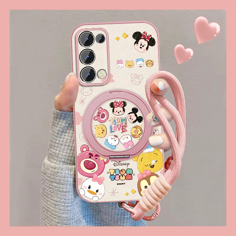动物派对适用opporeno5手机壳卡通Reno5pro女新款可爱Rano5k磁吸支架0pp0小羊皮opop保护套全包防摔挂绳外壳图片