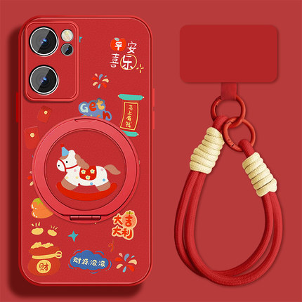 适用大吉小马opporeno7手机壳男卡通Reno7pro新款新年Rano7se高级感0pp0小羊皮por全包防摔pr0情侣保护套