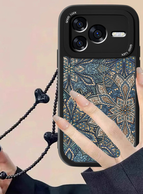 适用蓝色图腾荣耀power2手机壳新款powar小羊皮复古华为SER-AN00全包国风HONOR防摔男女高级感硅胶保护软套