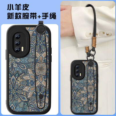 蓝色图腾适用iqooneo5手机壳新款女IP5pro小羊皮neo3活力版硅胶855竞速版复古轻奢男vivoiq00neo5se中国风套