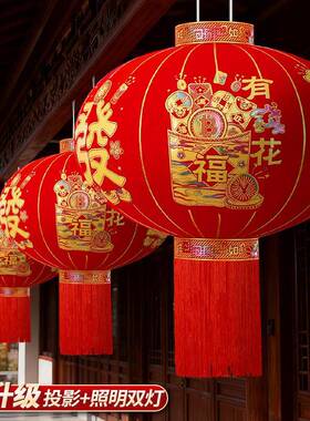 新款2026福字灯笼户外大红过台SJE年防水植绒阳农笼村大门新灯年