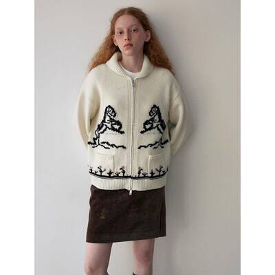 早春500踏款休闲翻领绵新羊毛经典百搭小马雪毛开衫H60织183