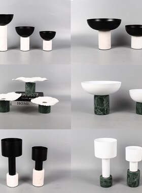 现代轻奢水果盘创意高脚托盘样板房售楼处别墅客厅玄关装饰品摆件