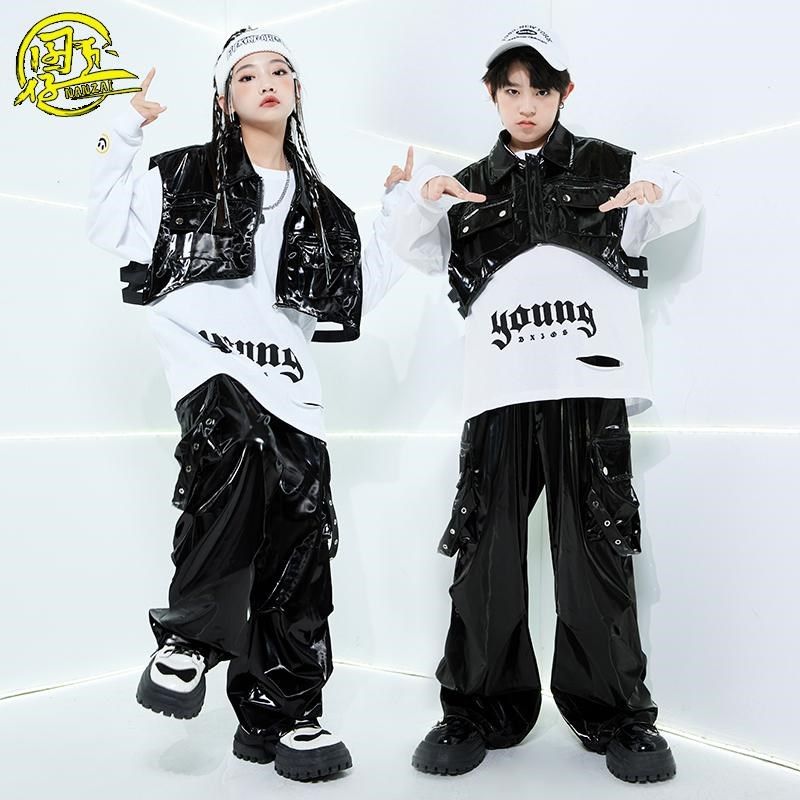 儿童街舞潮服男女童帅气马甲皮裤嘻哈hiphop架子鼓炸街走秀演出服,童装/婴儿装/亲子装,儿童演出服,淘宝优惠券,粉丝福利购,淘宝优惠卷