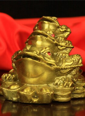 纯铜金蟾黄铜三代蟾摆件大号三脚铜蟾蜍三层金蟾装饰礼品家居客厅