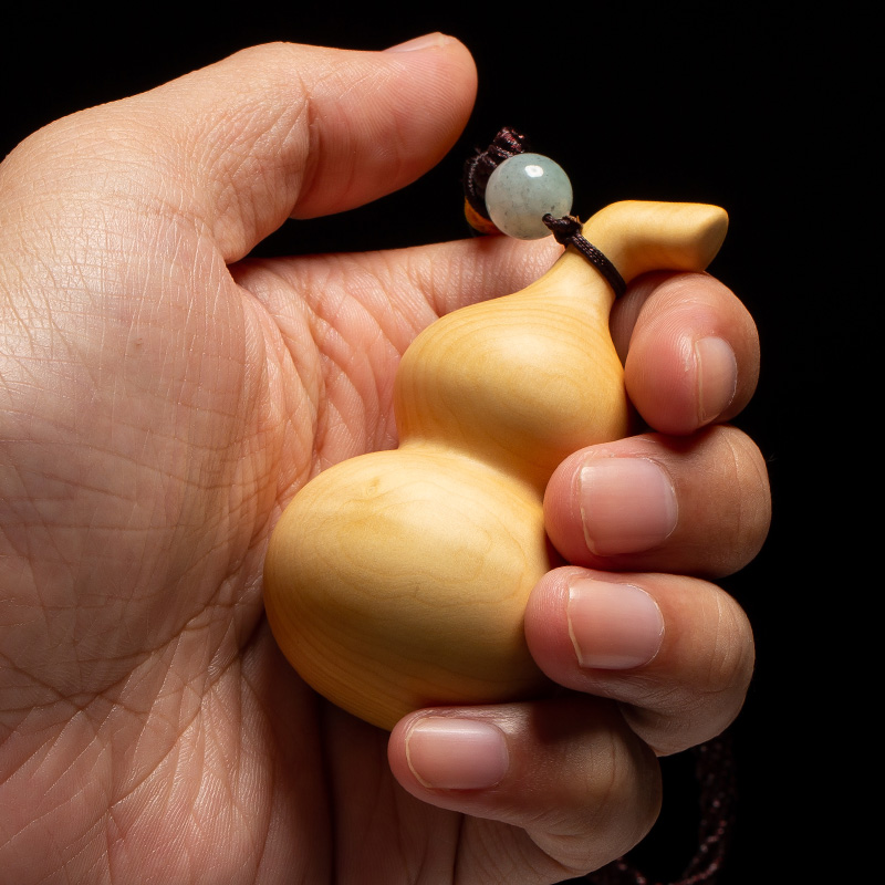 小叶黄杨木雕实木汽车挂件创意家居雕刻工艺品把玩文玩手把件葫芦