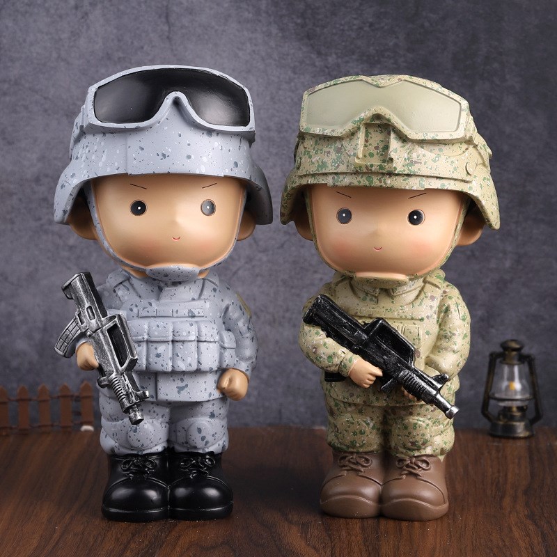 卡通兵哥哥军人存钱罐男孩生日礼物儿童储钱罐特种兵笔筒储蓄罐不